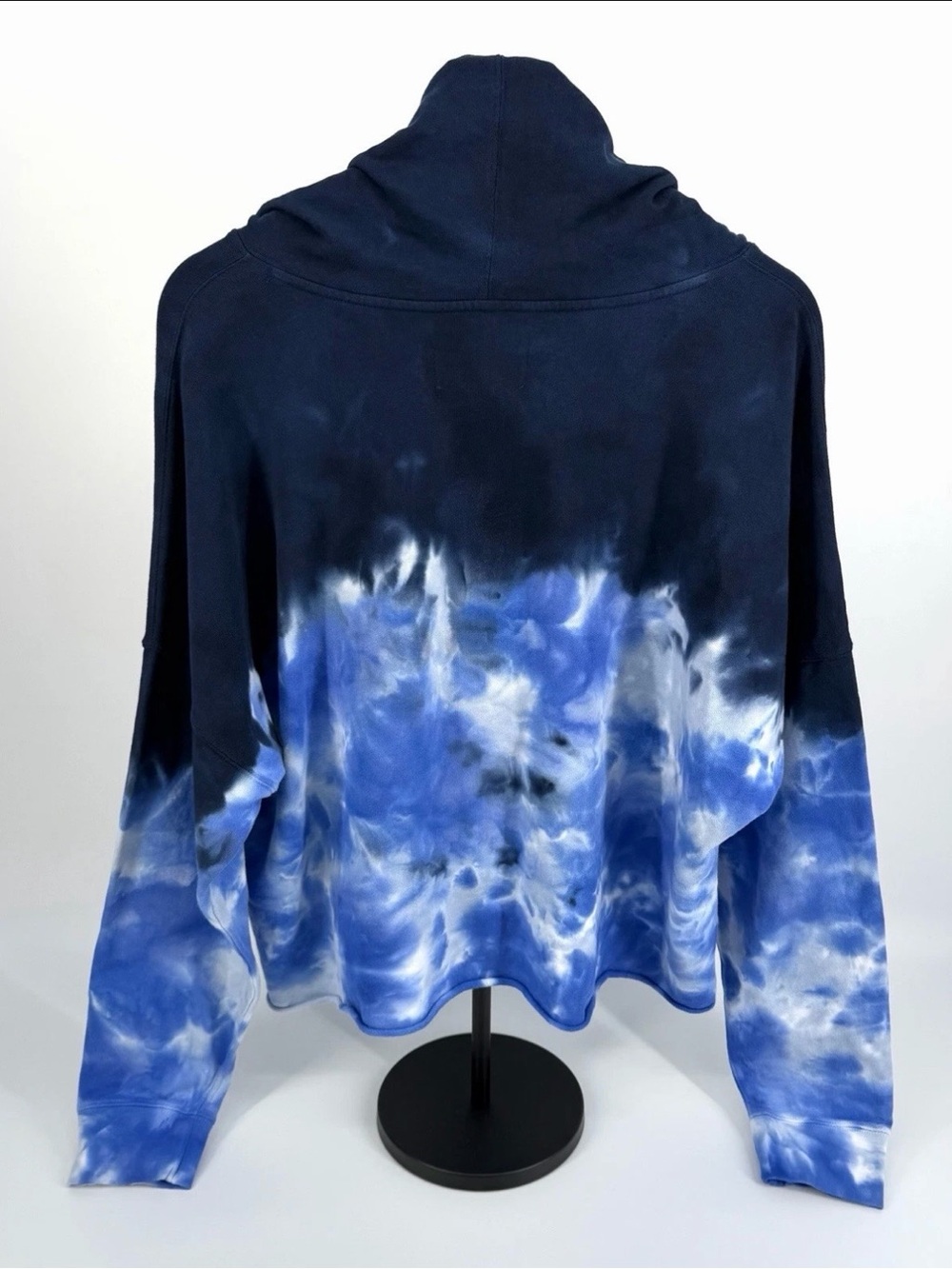 Calvin Klein Jeans Hoodie Women XL Blue Tie Dye Cropped Pullover Zip Neck NWT - Picture 5 of 13